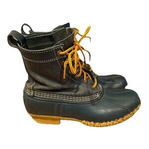 LL Bean Leather Duck Boots Blue Women’s Size 8 M Made in Maine USA